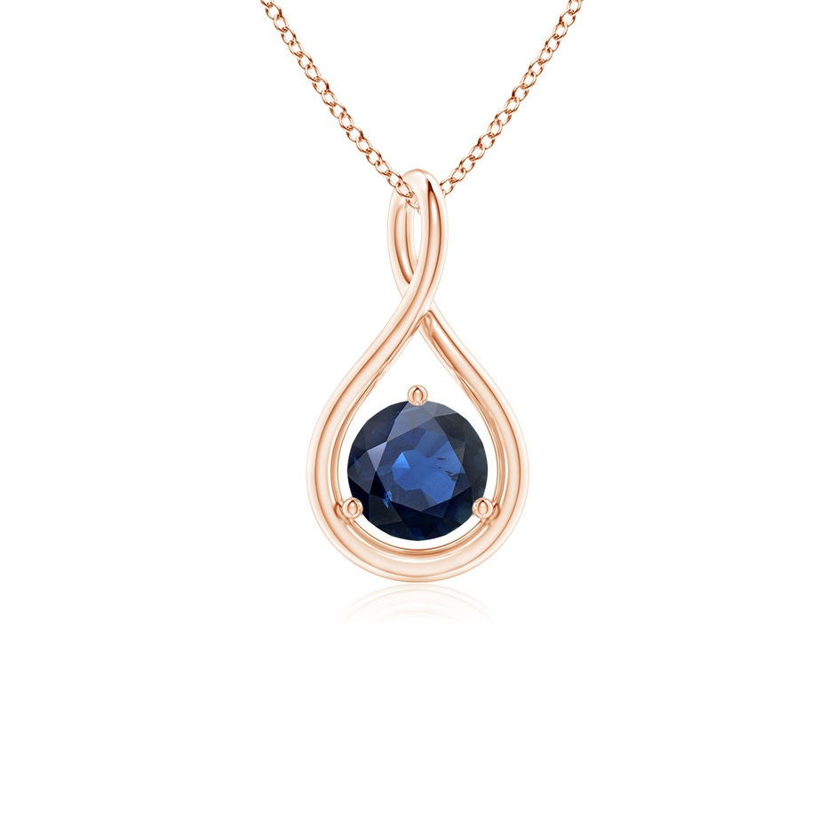 5mm AA Solitaire Round Sapphire Infinity Twist Pendant in Rose Gold 