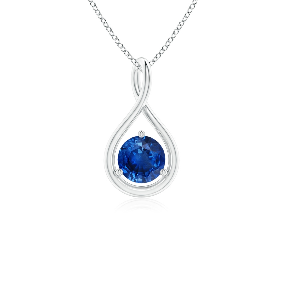5mm AAA Solitaire Round Sapphire Infinity Twist Pendant in P950 Platinum 