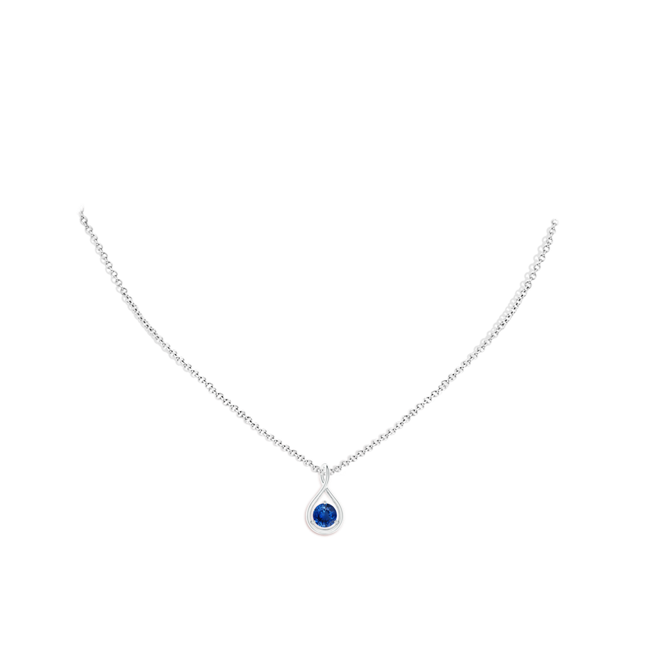 5mm AAA Solitaire Round Sapphire Infinity Twist Pendant in P950 Platinum pen