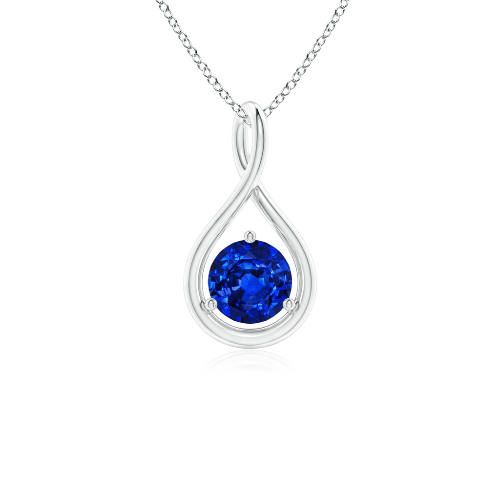 5mm AAAA Solitaire Round Sapphire Infinity Twist Pendant in P950 Platinum