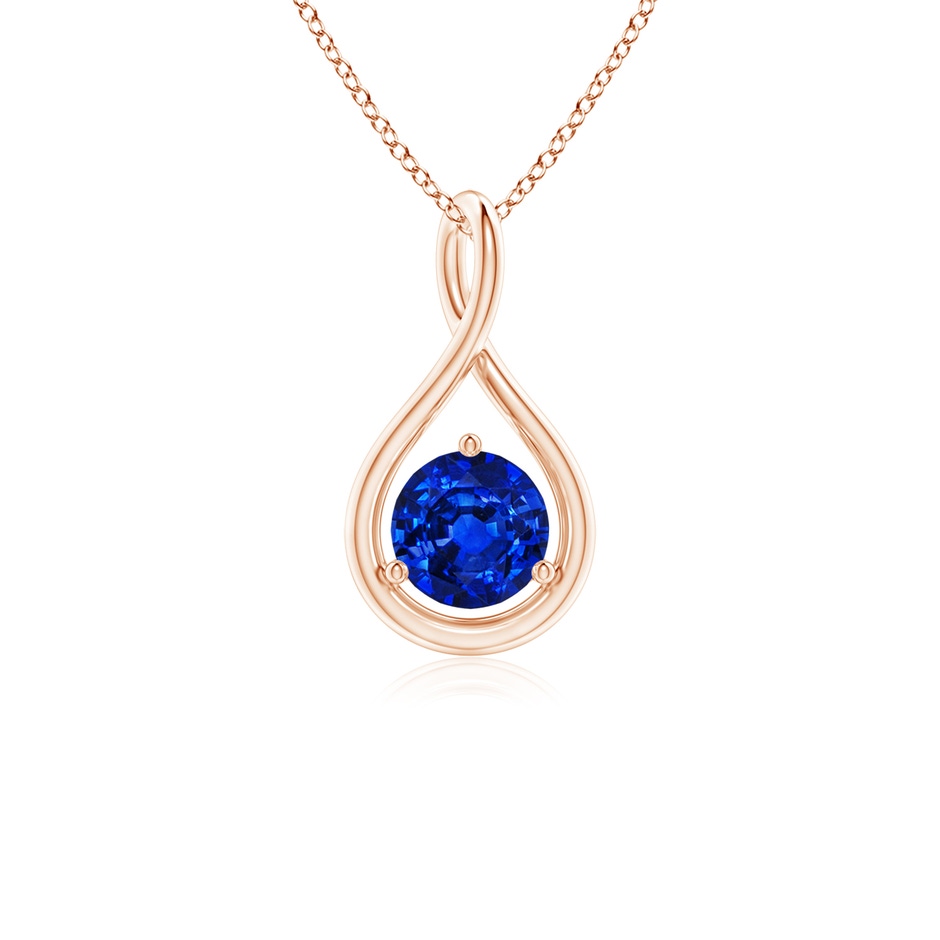 5mm AAAA Solitaire Round Sapphire Infinity Twist Pendant in Rose Gold 