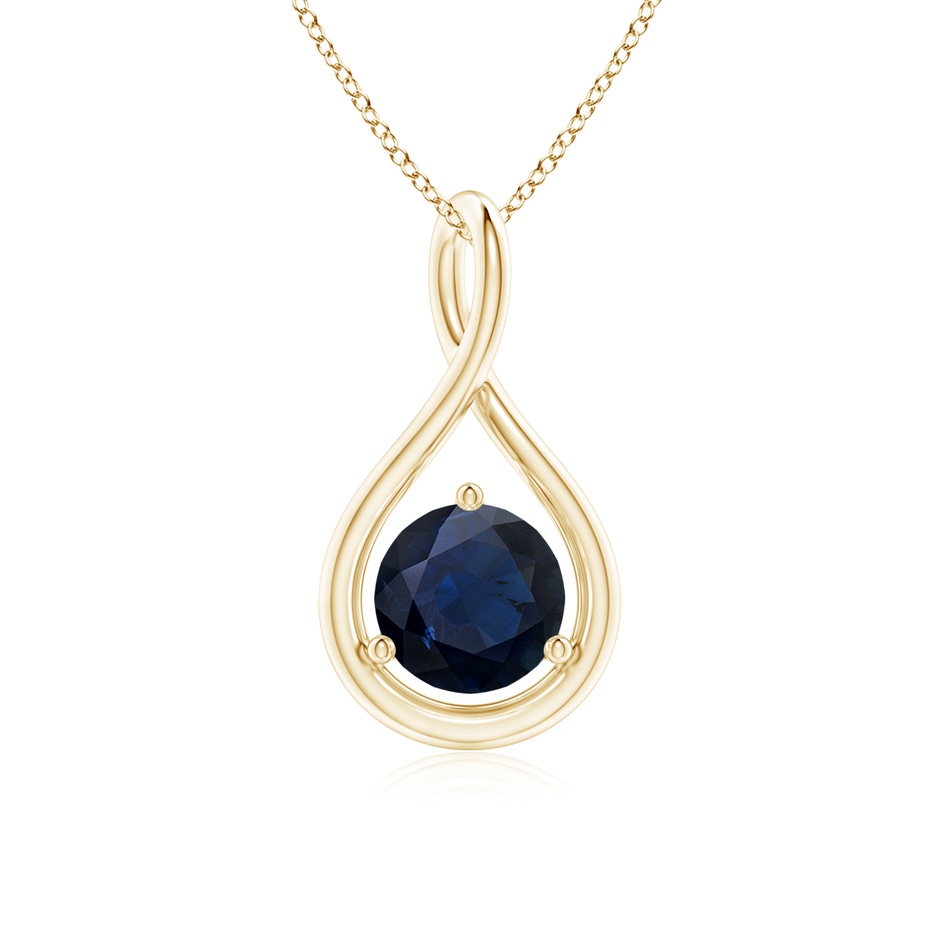 6mm A Solitaire Round Sapphire Infinity Twist Pendant in 18K Yellow Gold 