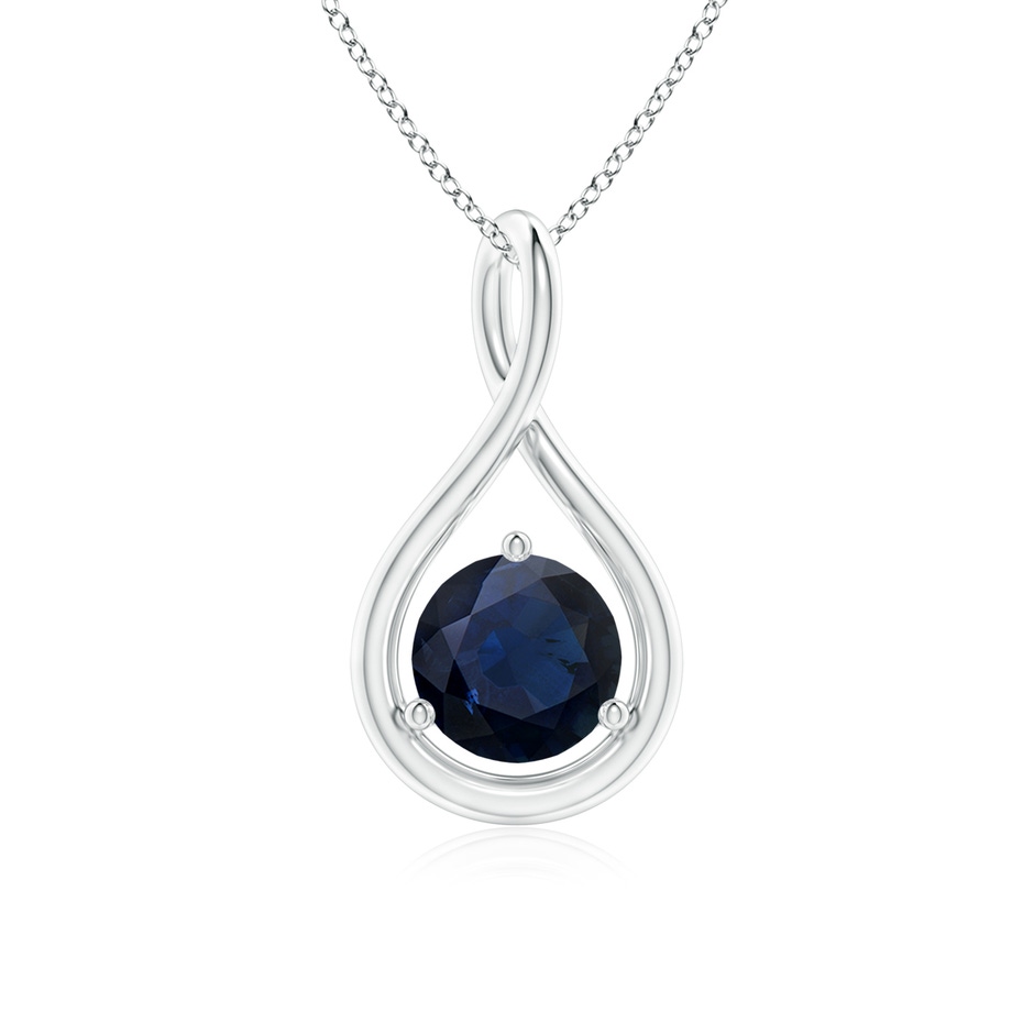 6mm A Solitaire Round Sapphire Infinity Twist Pendant in P950 Platinum 