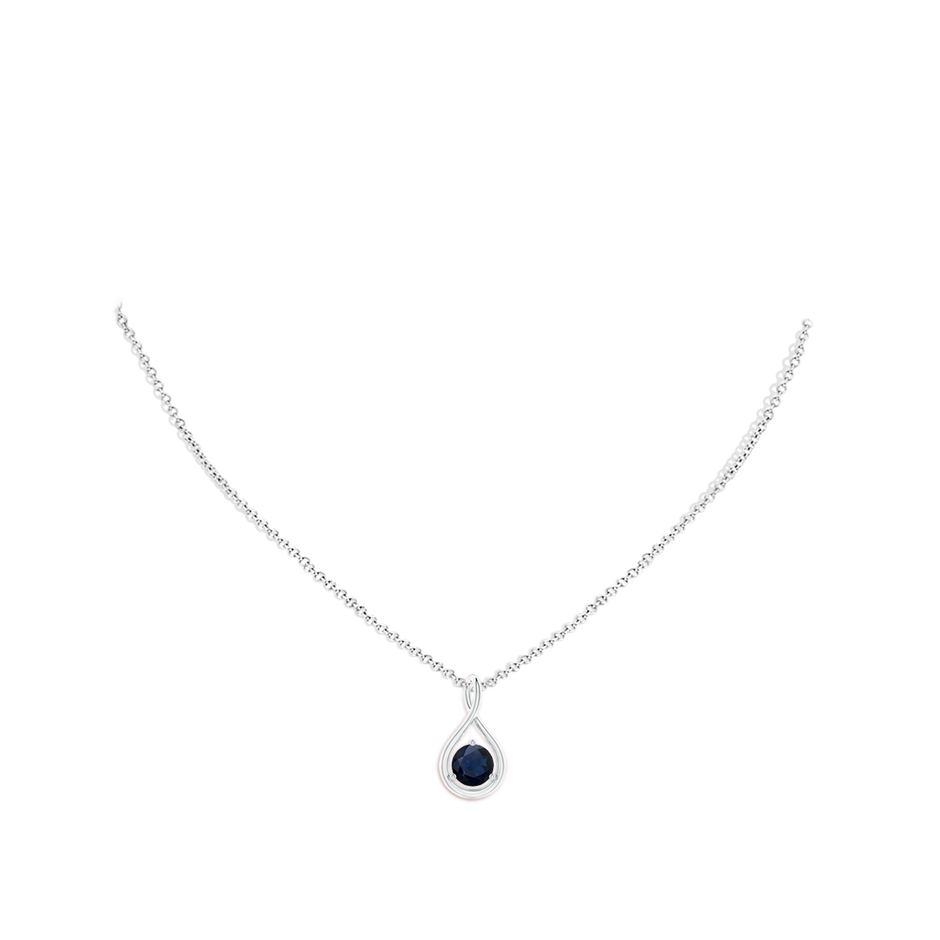 6mm A Solitaire Round Sapphire Infinity Twist Pendant in P950 Platinum pen