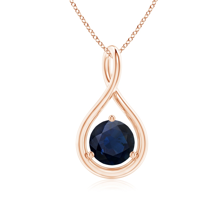 6mm A Solitaire Round Sapphire Infinity Twist Pendant in Rose Gold 