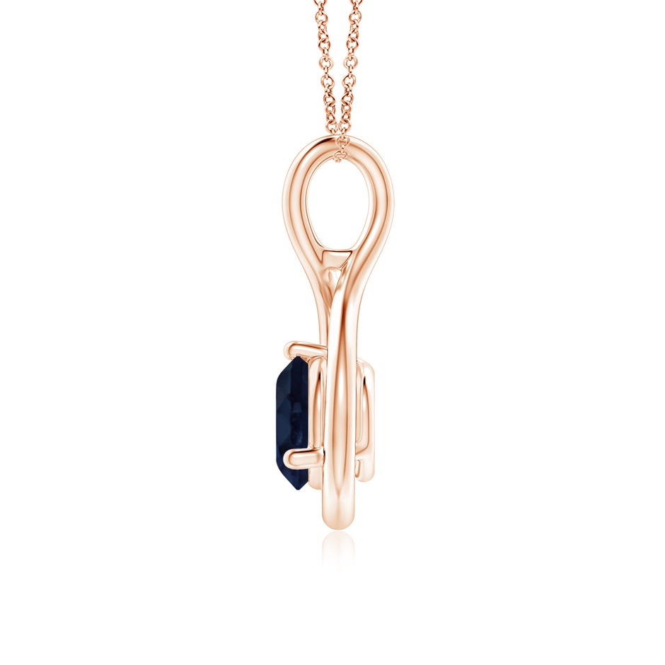 6mm A Solitaire Round Sapphire Infinity Twist Pendant in Rose Gold side 199