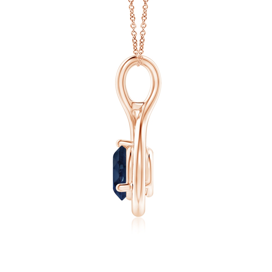 6mm AA Solitaire Round Sapphire Infinity Twist Pendant in 18K Rose Gold side 199