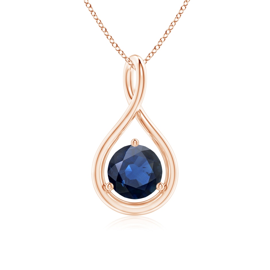 6mm AA Solitaire Round Sapphire Infinity Twist Pendant in Rose Gold 