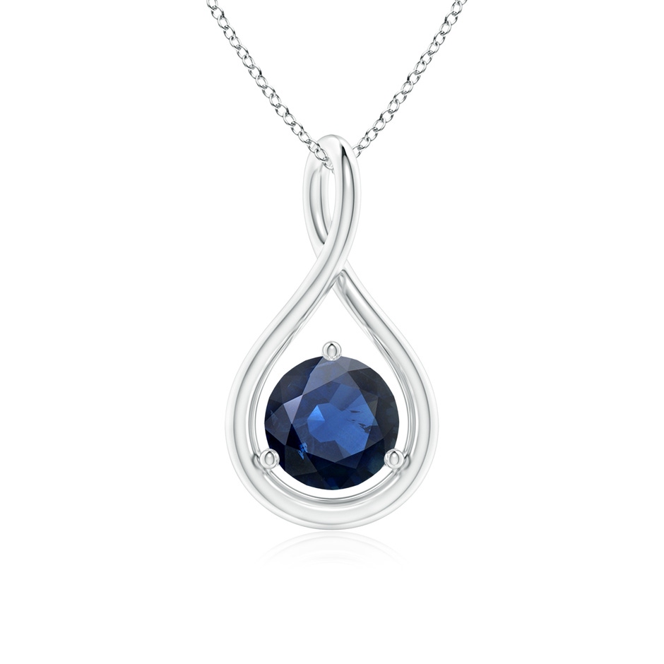6mm AA Solitaire Round Sapphire Infinity Twist Pendant in S999 Silver 