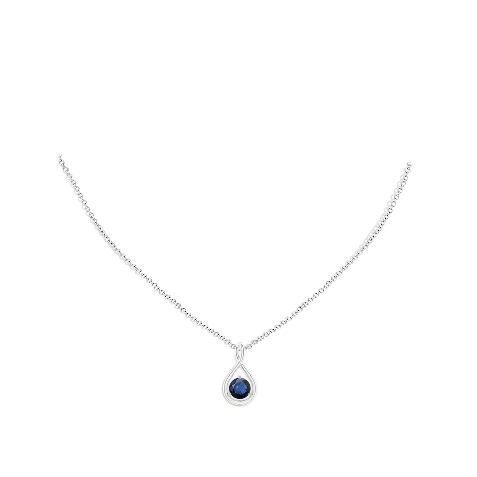 6mm AA Solitaire Round Sapphire Infinity Twist Pendant in S999 Silver pen