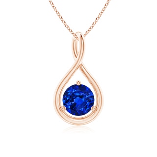 6mm AAAA Solitaire Round Sapphire Infinity Twist Pendant in 10K Rose Gold