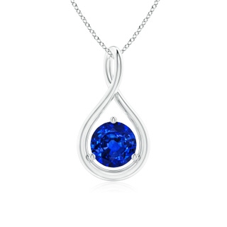 6mm AAAA Solitaire Round Sapphire Infinity Twist Pendant in P950 Platinum