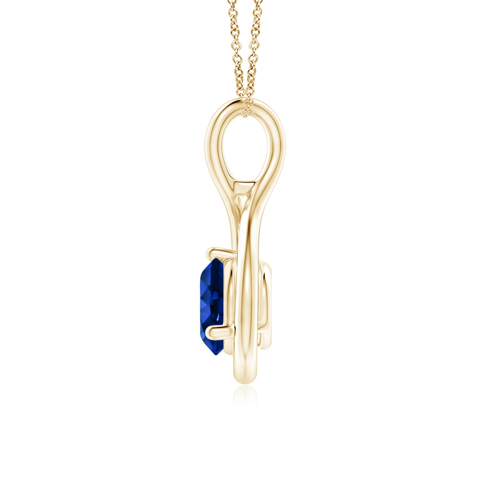 6mm AAAA Solitaire Round Sapphire Infinity Twist Pendant in Yellow Gold side 199