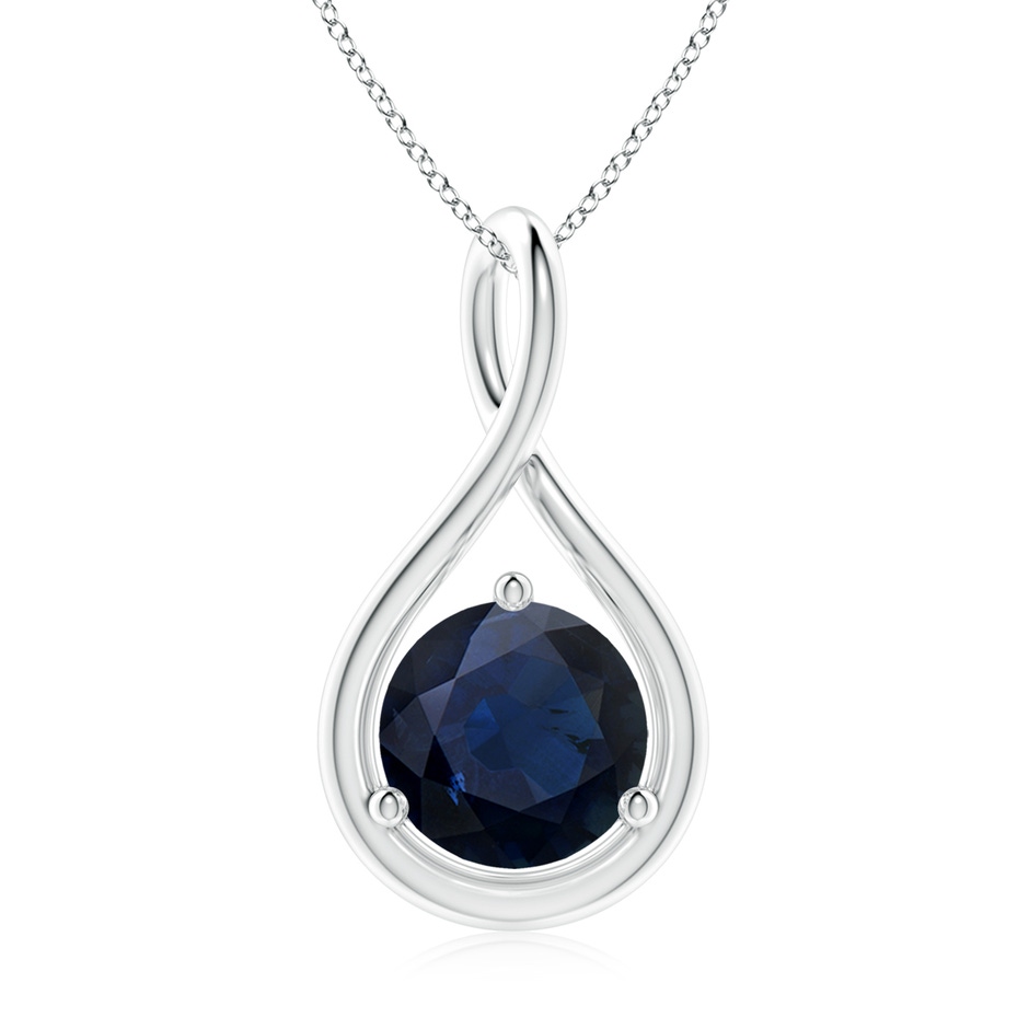 8mm A Solitaire Round Sapphire Infinity Twist Pendant in P950 Platinum 