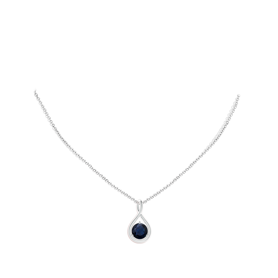 8mm A Solitaire Round Sapphire Infinity Twist Pendant in P950 Platinum pen