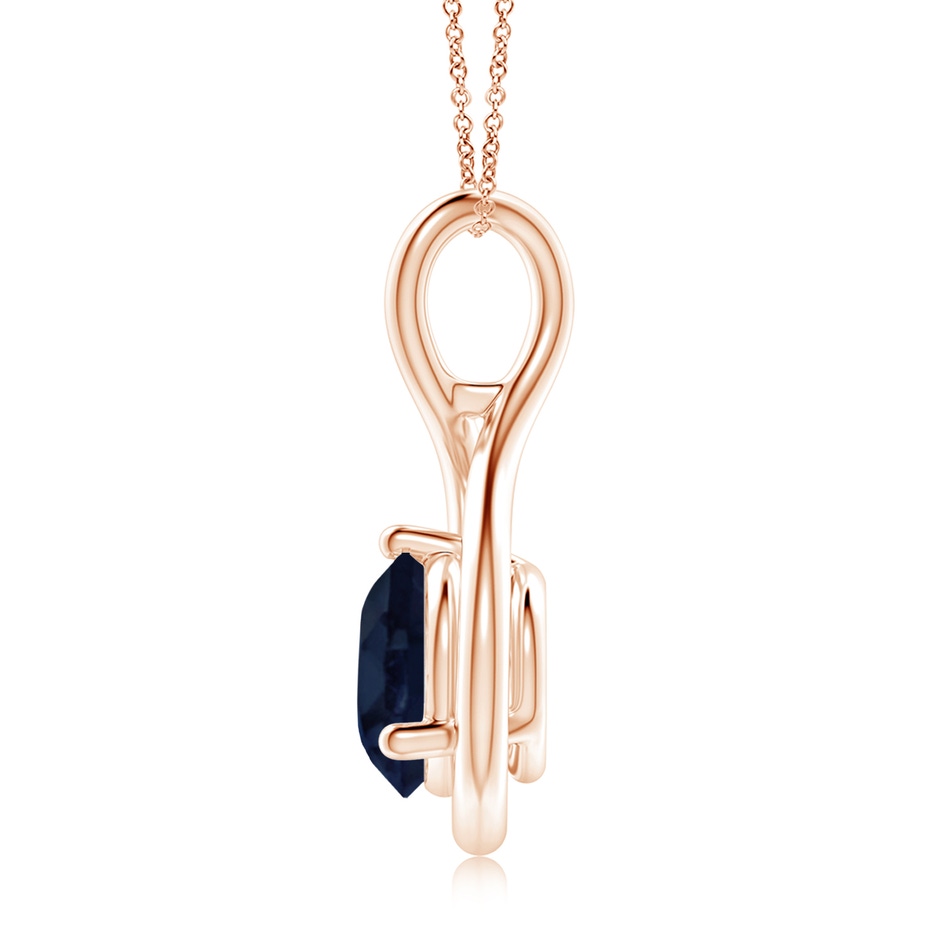 8mm A Solitaire Round Sapphire Infinity Twist Pendant in Rose Gold side 199