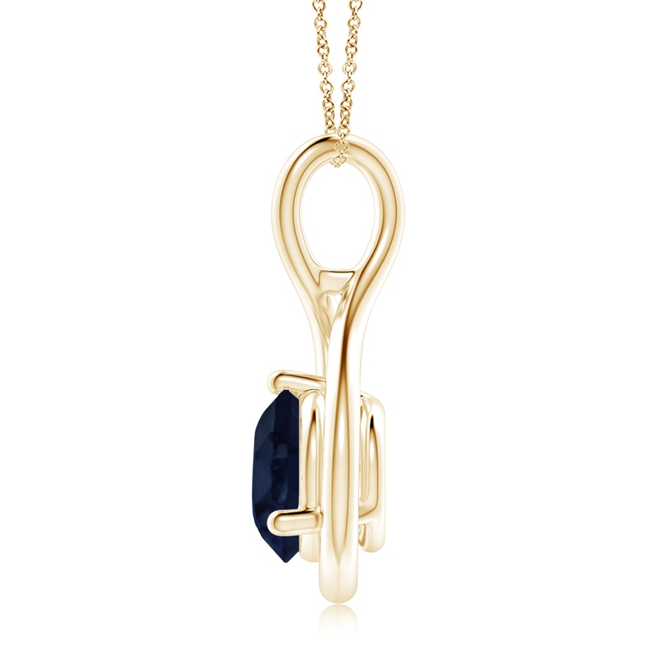 8mm A Solitaire Round Sapphire Infinity Twist Pendant in Yellow Gold side 199