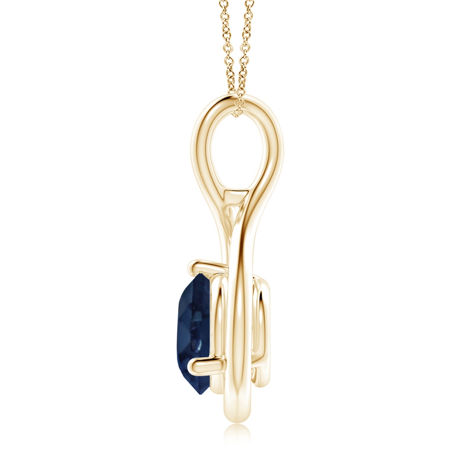 8mm AA Solitaire Round Sapphire Infinity Twist Pendant in 18K Yellow Gold side 199