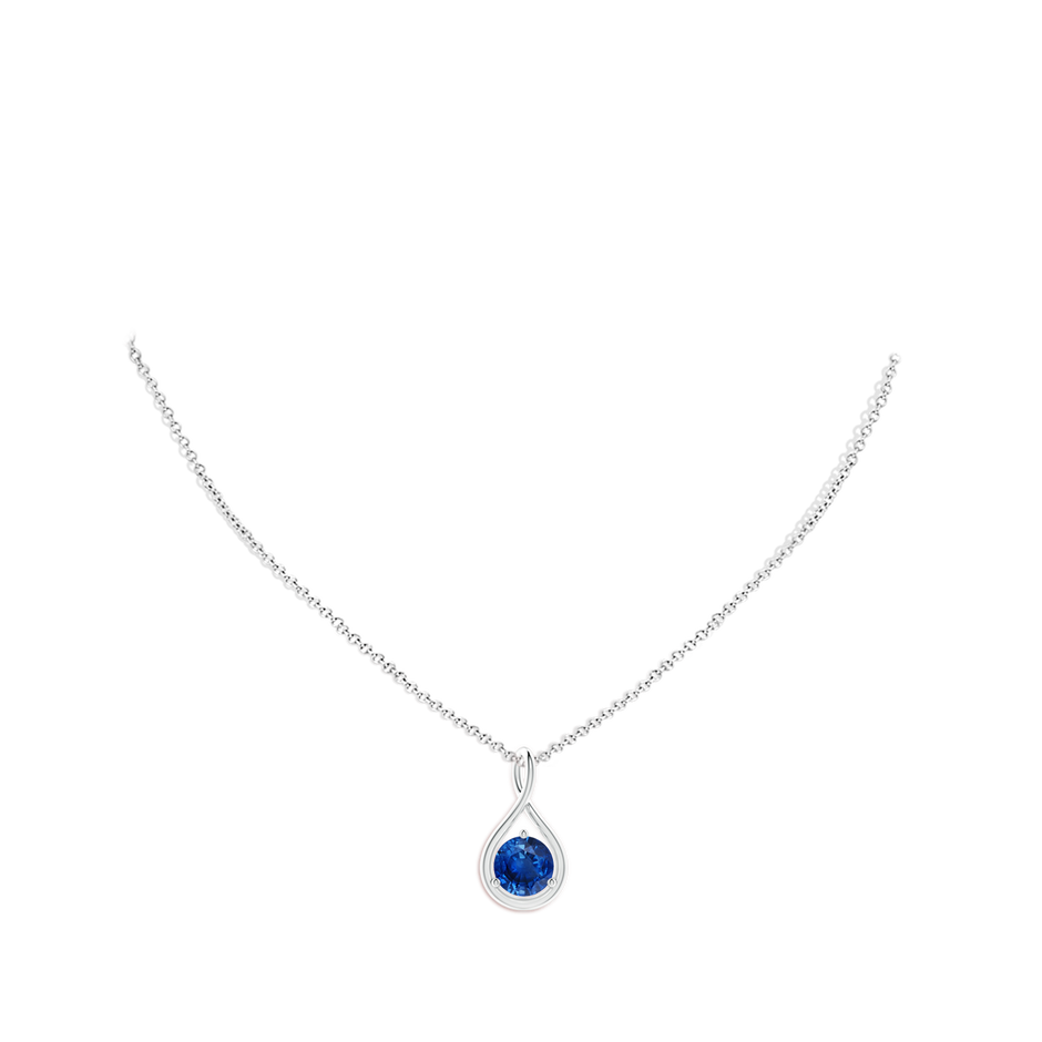 8mm AAA Solitaire Round Sapphire Infinity Twist Pendant in P950 Platinum pen