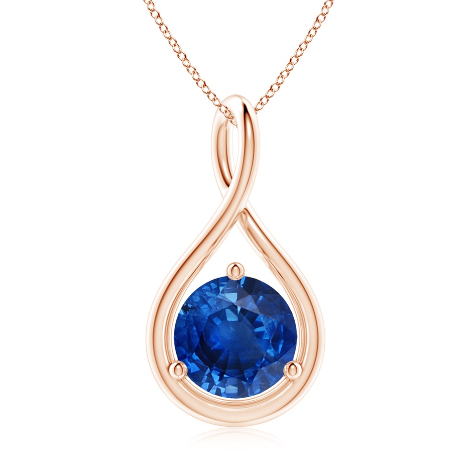 8mm AAA Solitaire Round Sapphire Infinity Twist Pendant in Rose Gold 