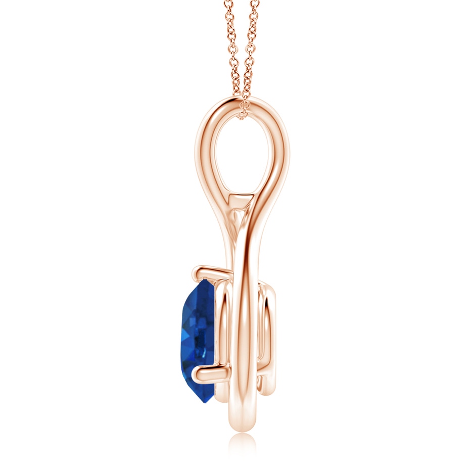 8mm AAA Solitaire Round Sapphire Infinity Twist Pendant in Rose Gold side 199