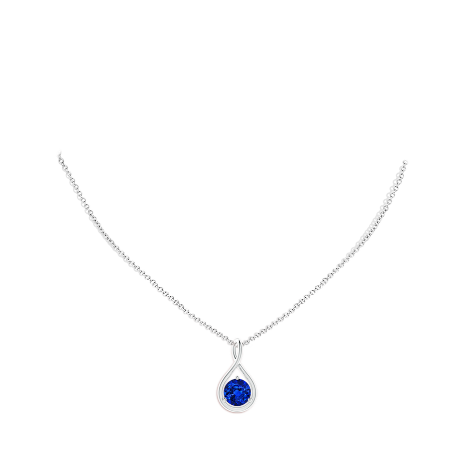 8mm AAAA Solitaire Round Sapphire Infinity Twist Pendant in P950 Platinum pen
