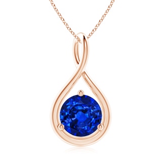 8mm AAAA Solitaire Round Sapphire Infinity Twist Pendant in Rose Gold