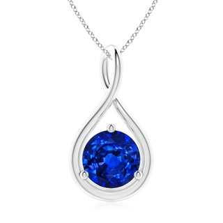 8mm AAAA Solitaire Round Sapphire Infinity Twist Pendant in S999 Silver