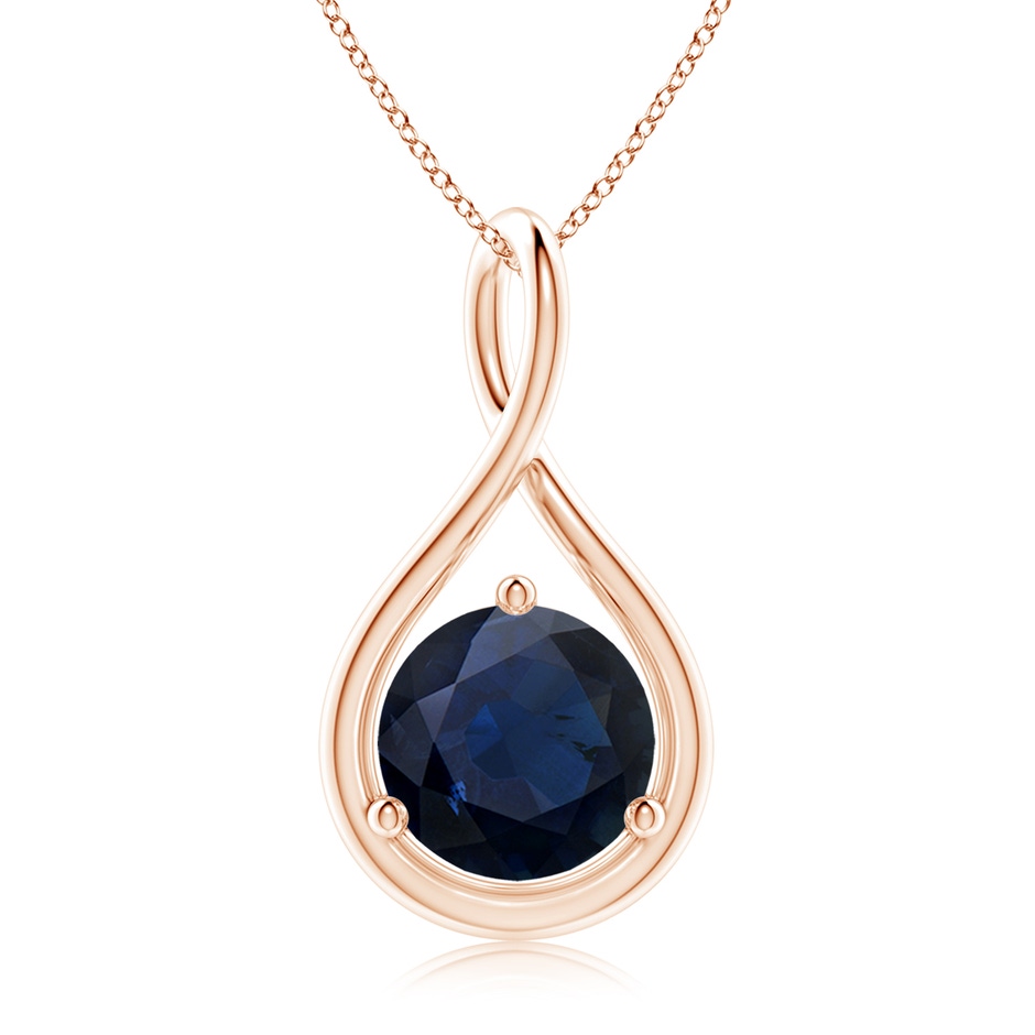9mm A Solitaire Round Sapphire Infinity Twist Pendant in 18K Rose Gold 