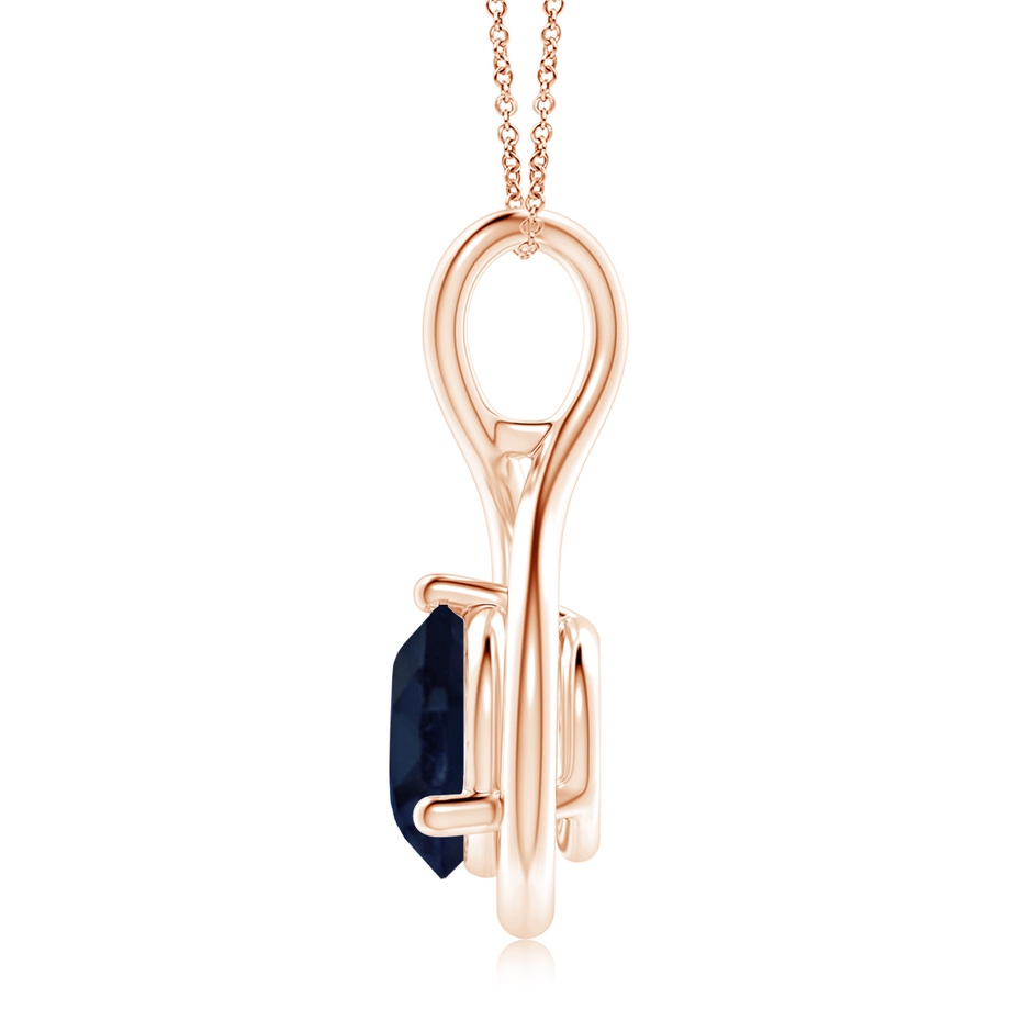 9mm A Solitaire Round Sapphire Infinity Twist Pendant in 18K Rose Gold side 199