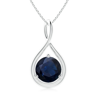 9mm A Solitaire Round Sapphire Infinity Twist Pendant in P950 Platinum