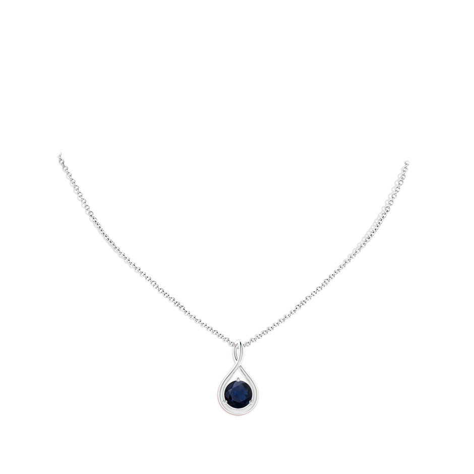 9mm A Solitaire Round Sapphire Infinity Twist Pendant in P950 Platinum pen