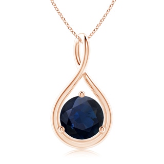 9mm A Solitaire Round Sapphire Infinity Twist Pendant in Rose Gold