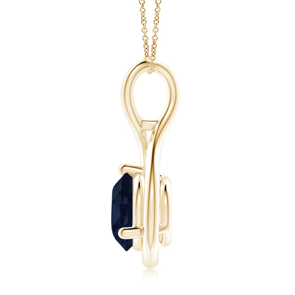 9mm A Solitaire Round Sapphire Infinity Twist Pendant in Yellow Gold side 199