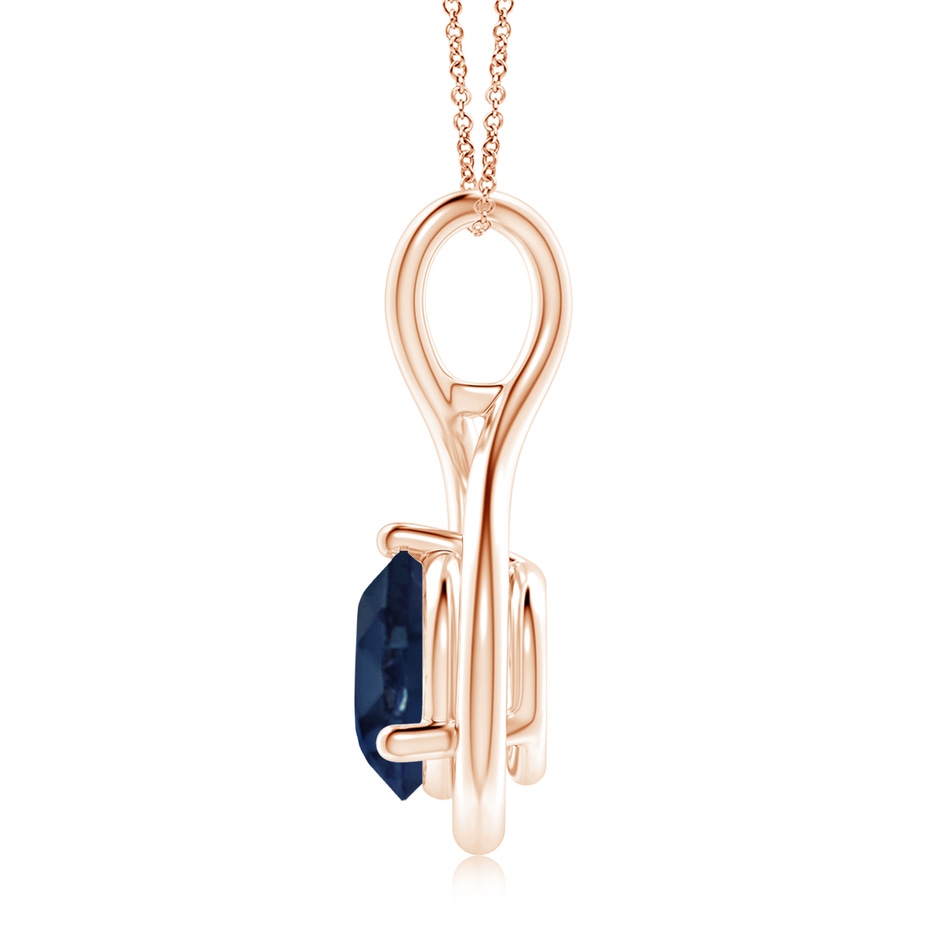 9mm AA Solitaire Round Sapphire Infinity Twist Pendant in 18K Rose Gold side 199