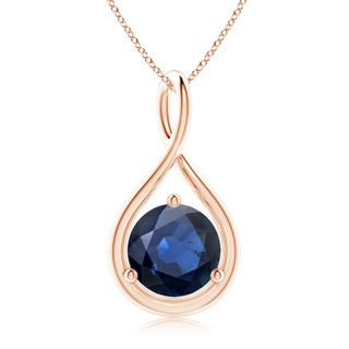 9mm AA Solitaire Round Sapphire Infinity Twist Pendant in Rose Gold