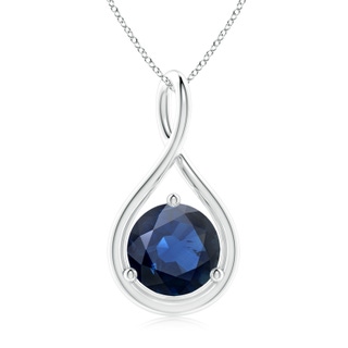9mm AA Solitaire Round Sapphire Infinity Twist Pendant in S999 Silver
