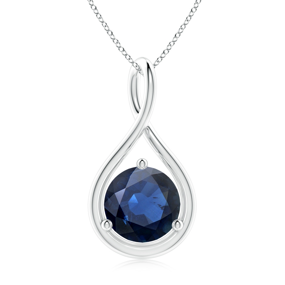 9mm AA Solitaire Round Sapphire Infinity Twist Pendant in S999 Silver 