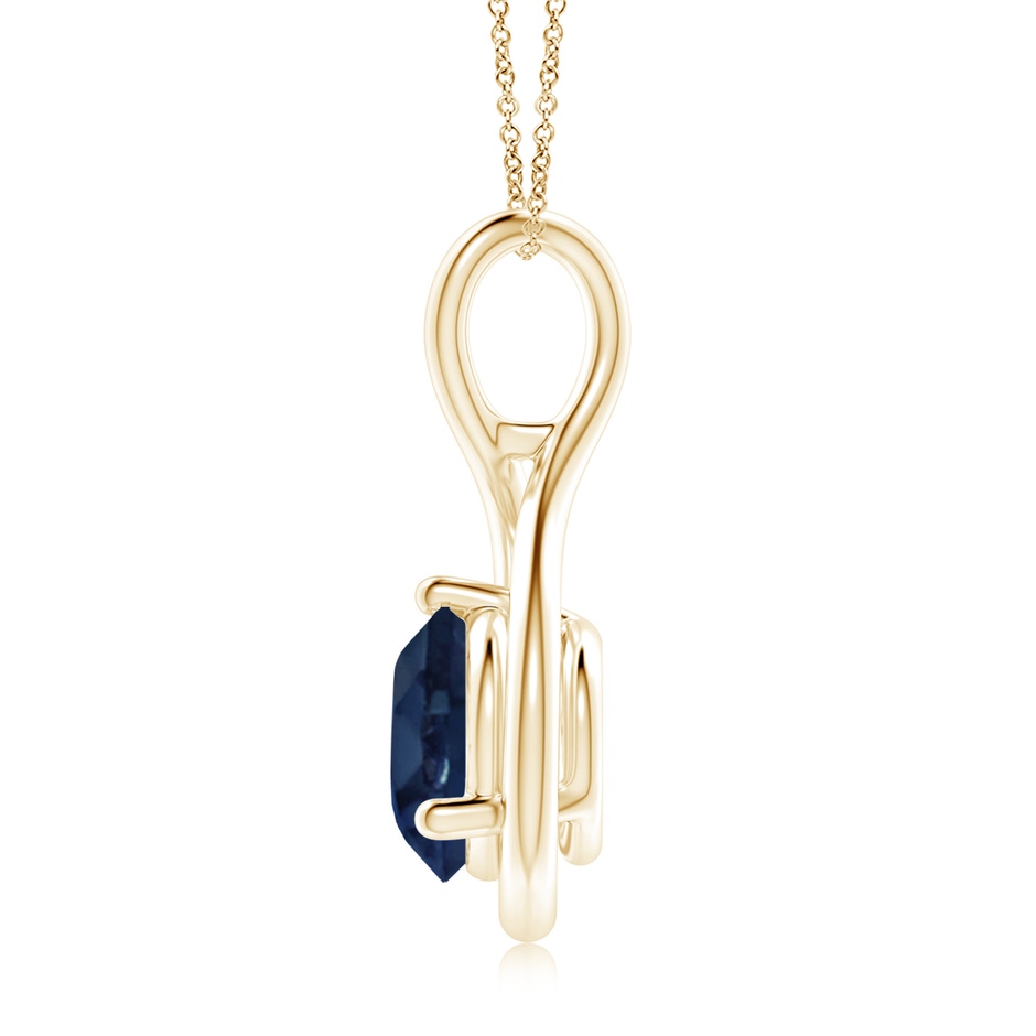 9mm AA Solitaire Round Sapphire Infinity Twist Pendant in Yellow Gold side 199