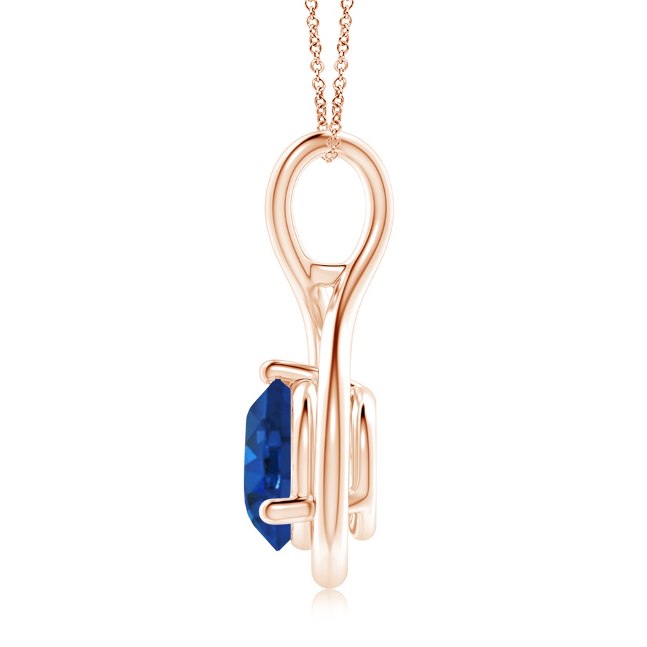 9mm AAA Solitaire Round Sapphire Infinity Twist Pendant in Rose Gold side 199