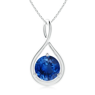 9mm AAA Solitaire Round Sapphire Infinity Twist Pendant in S999 Silver