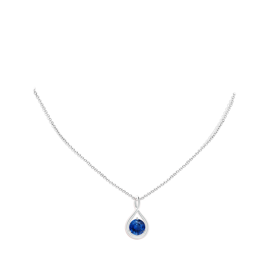 9mm AAA Solitaire Round Sapphire Infinity Twist Pendant in S999 Silver pen