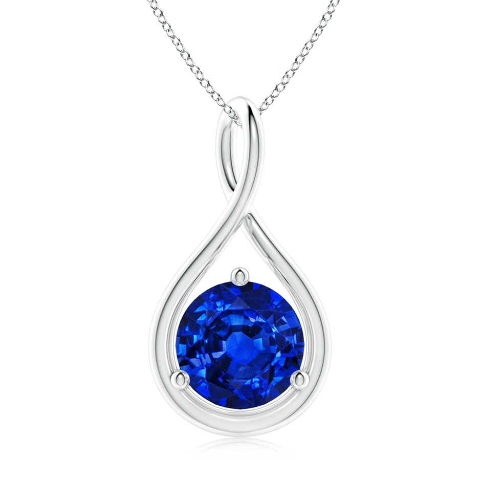 9mm AAAA Solitaire Round Sapphire Infinity Twist Pendant in P950 Platinum 