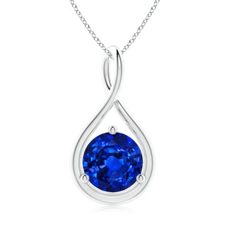 9mm AAAA Solitaire Round Sapphire Infinity Twist Pendant in S999 Silver