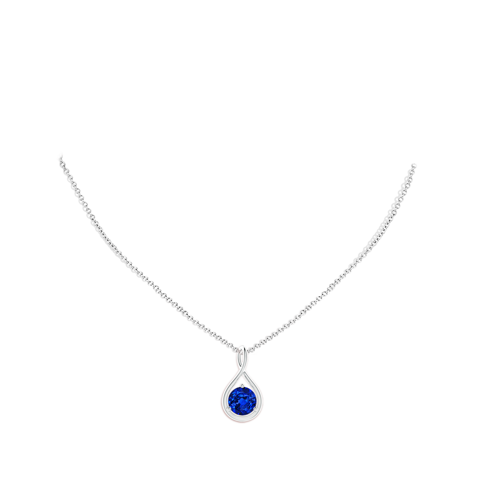9mm AAAA Solitaire Round Sapphire Infinity Twist Pendant in S999 Silver pen