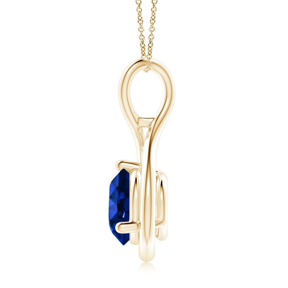 9mm AAAA Solitaire Round Sapphire Infinity Twist Pendant in Yellow Gold side 199