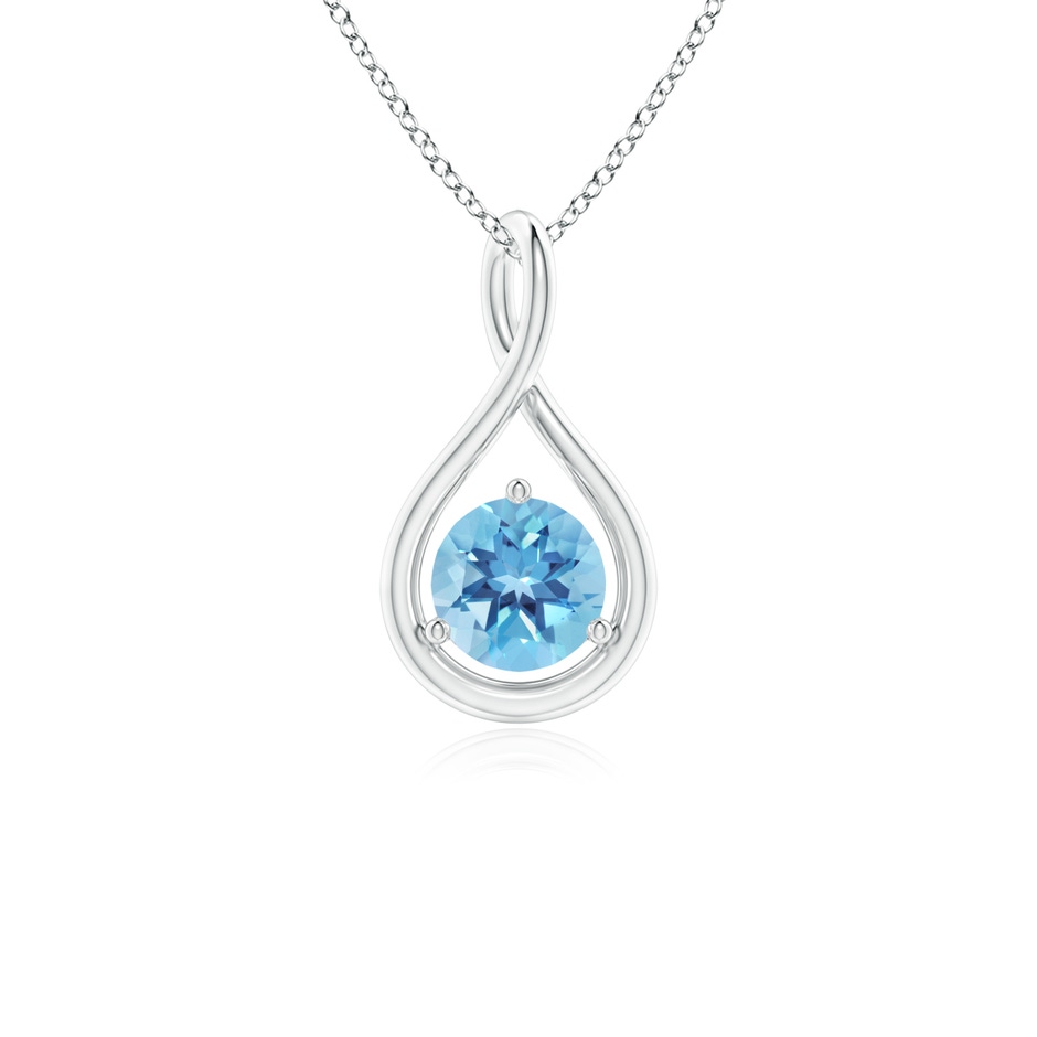 5mm A Solitaire Round Swiss Blue Topaz Infinity Twist Pendant in P950 Platinum 