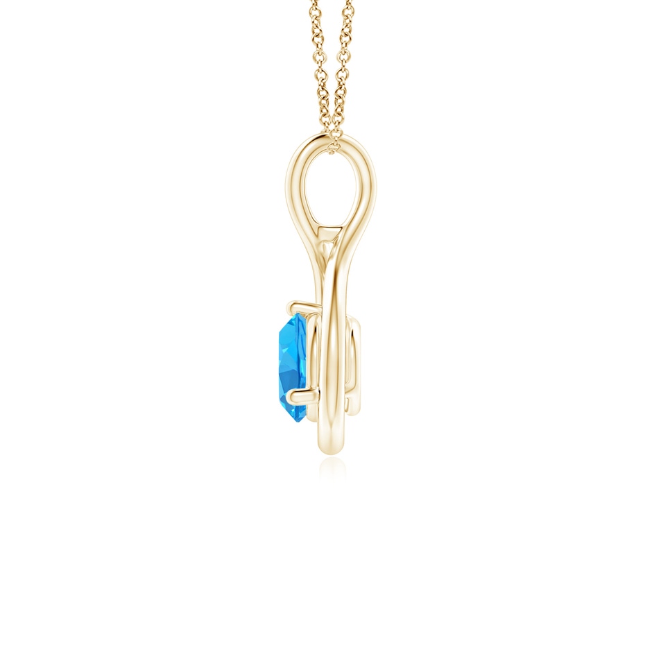 5mm AAA Solitaire Round Swiss Blue Topaz Infinity Twist Pendant in Yellow Gold side 1