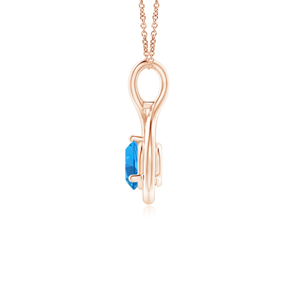 5mm AAAA Solitaire Round Swiss Blue Topaz Infinity Twist Pendant in 9K Rose Gold side 1