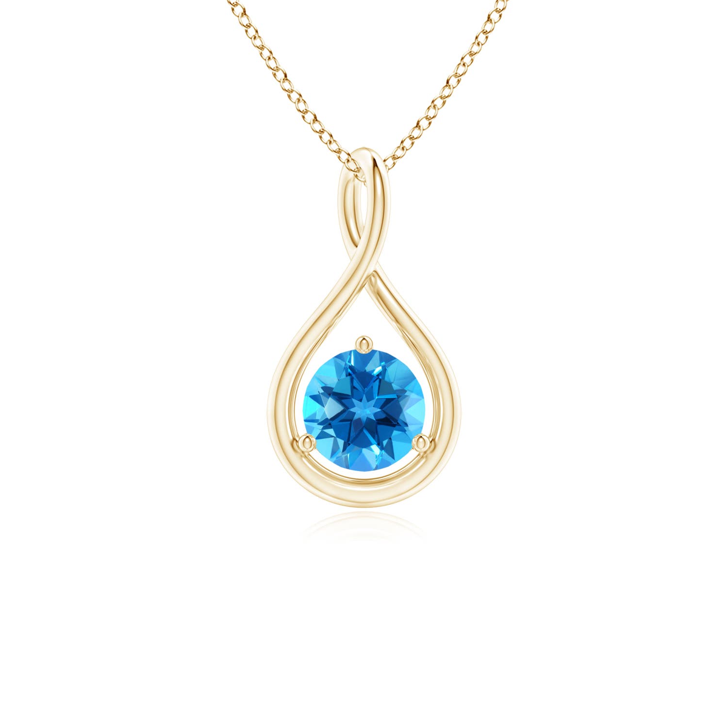 Dancing Swiss Blue Topaz Solitaire Drop Pendant | Angara